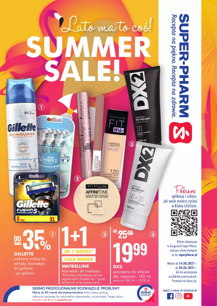 Gazetka promocyjna Super Pharm - Gazetka - ważna 14.06 do 30.06.2021 - strona 1 - produkty: Bell, DX2, Gillette, Makijaż, Maybelline, Szampon