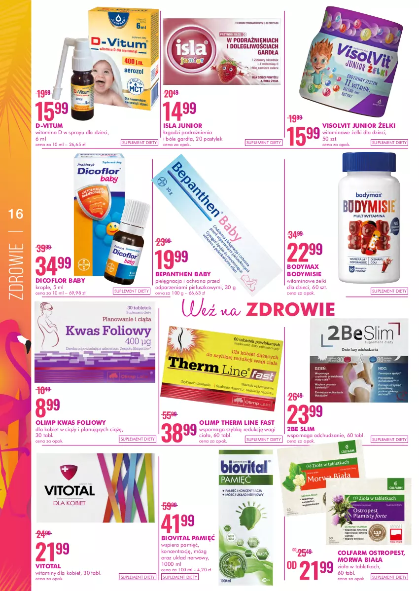 Gazetka promocyjna Super Pharm - Gazetka - ważna 14.06 do 30.06.2021 - strona 16 - produkty: Bepanthen, Biovital, Body, Bodymax, D-Vitum, Dicoflor, Dzieci, Fa, Isla, Ostropes, Suplement diety, Tablet, Therm Line, Wagi, Zdrowie