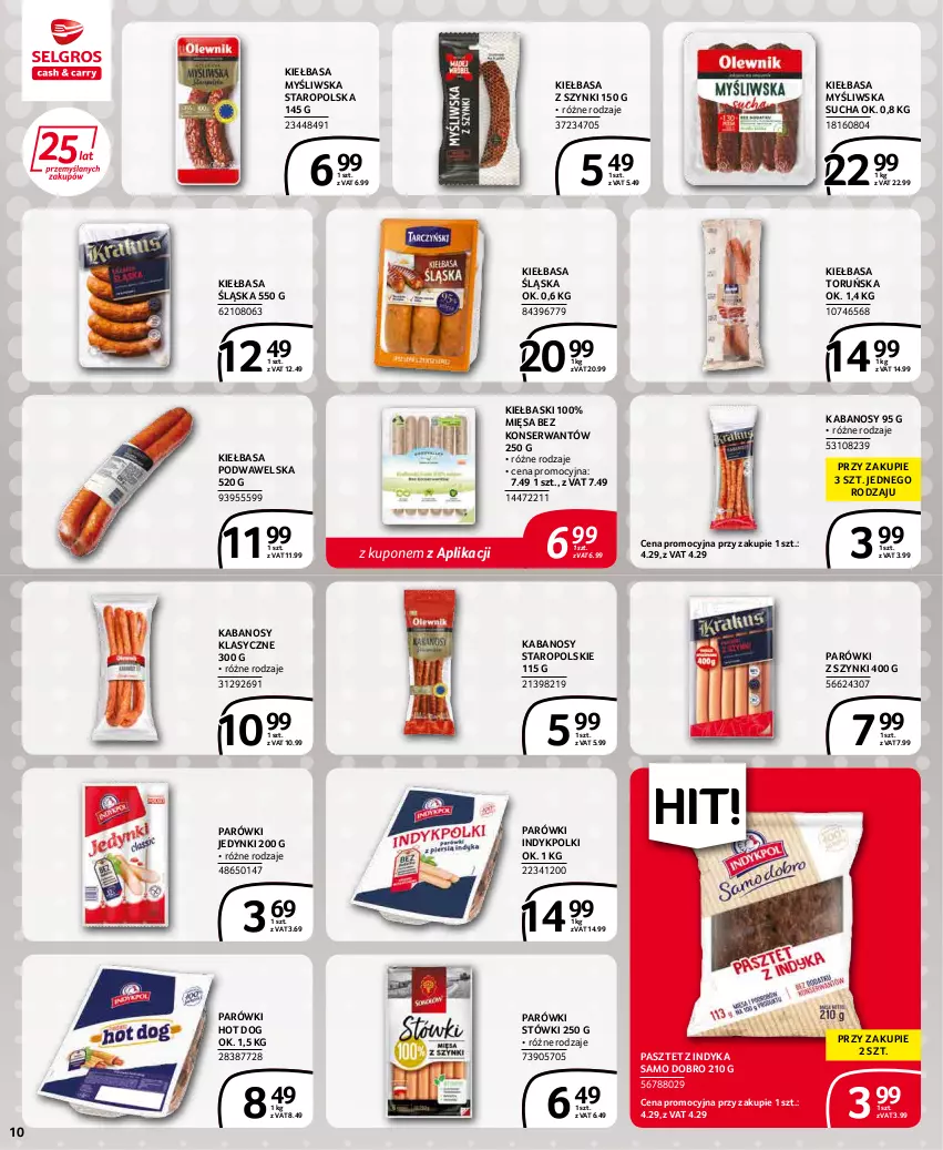 Gazetka promocyjna Selgros - Extra Oferta - ważna 01.04 do 30.04.2022 - strona 10 - produkty: Hot dog, Kabanos, Kiełbasa, Kiełbasa podwawelska, Kiełbasa śląska, Parówki, Parówki hot dog, Parówki z szynki, Pasztet, Pasztet z indyka, Ser, Wawel