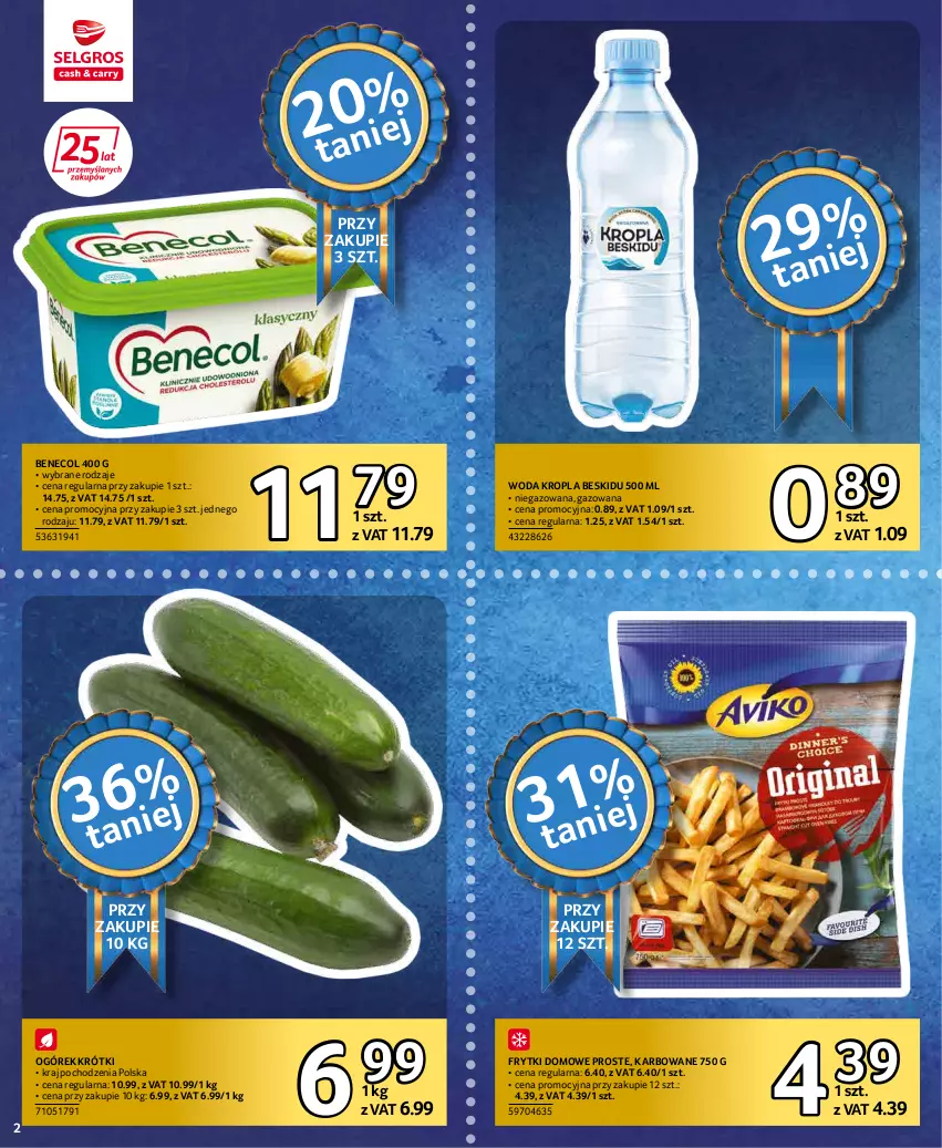 Gazetka promocyjna Selgros - Extra Oferta - ważna 01.04 do 30.04.2022 - strona 2 - produkty: Benecol, Frytki, Ogórek, Woda