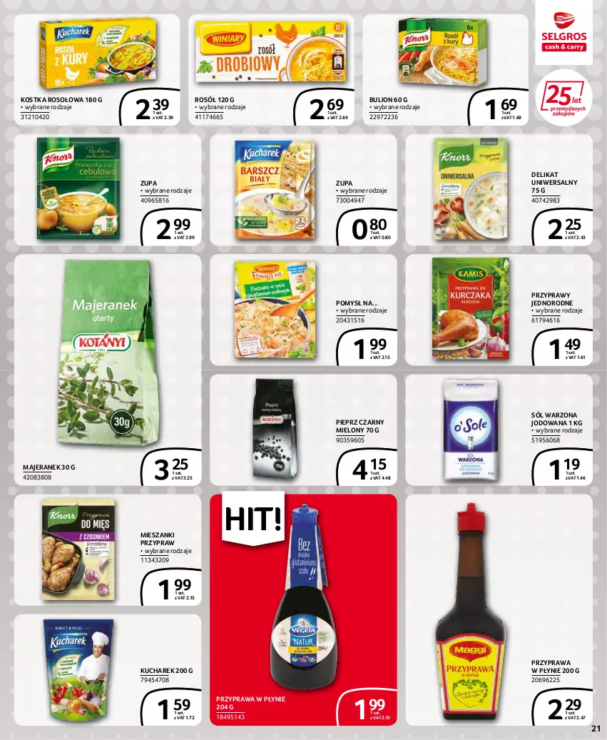 Gazetka promocyjna Selgros - Extra Oferta - ważna 01.04 do 30.04.2022 - strona 21 - produkty: Bulion, Kucharek, Lion, Pieprz, Przyprawa w płynie, Przyprawy, Rosół, Sól, Zupa