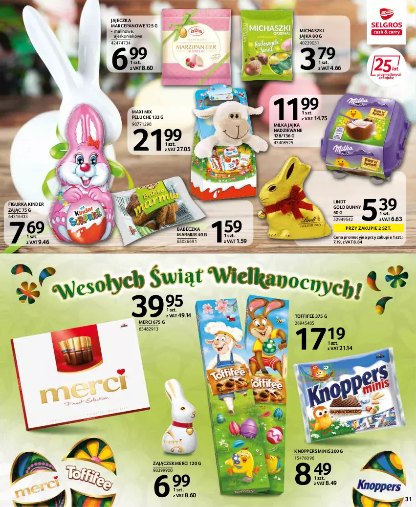 Gazetka promocyjna Selgros - Extra Oferta - ważna 01.04 do 30.04.2022 - strona 31 - produkty: Kinder, Knoppers, Lindt, Merci, Milka, Toffifee