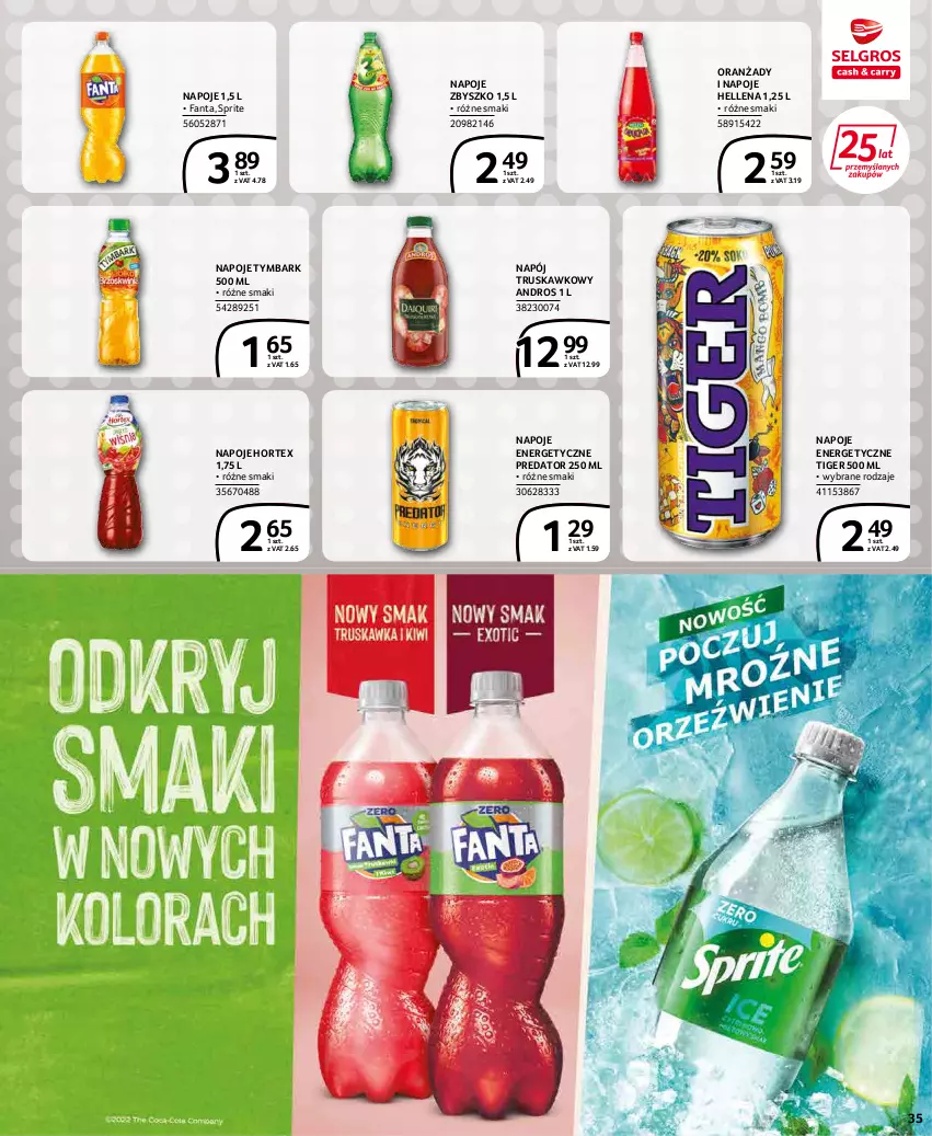 Gazetka promocyjna Selgros - Extra Oferta - ważna 01.04 do 30.04.2022 - strona 35 - produkty: Fa, Fanta, Hellena, Hortex, Napój, Napoje, Sprite, Tiger, Tymbark