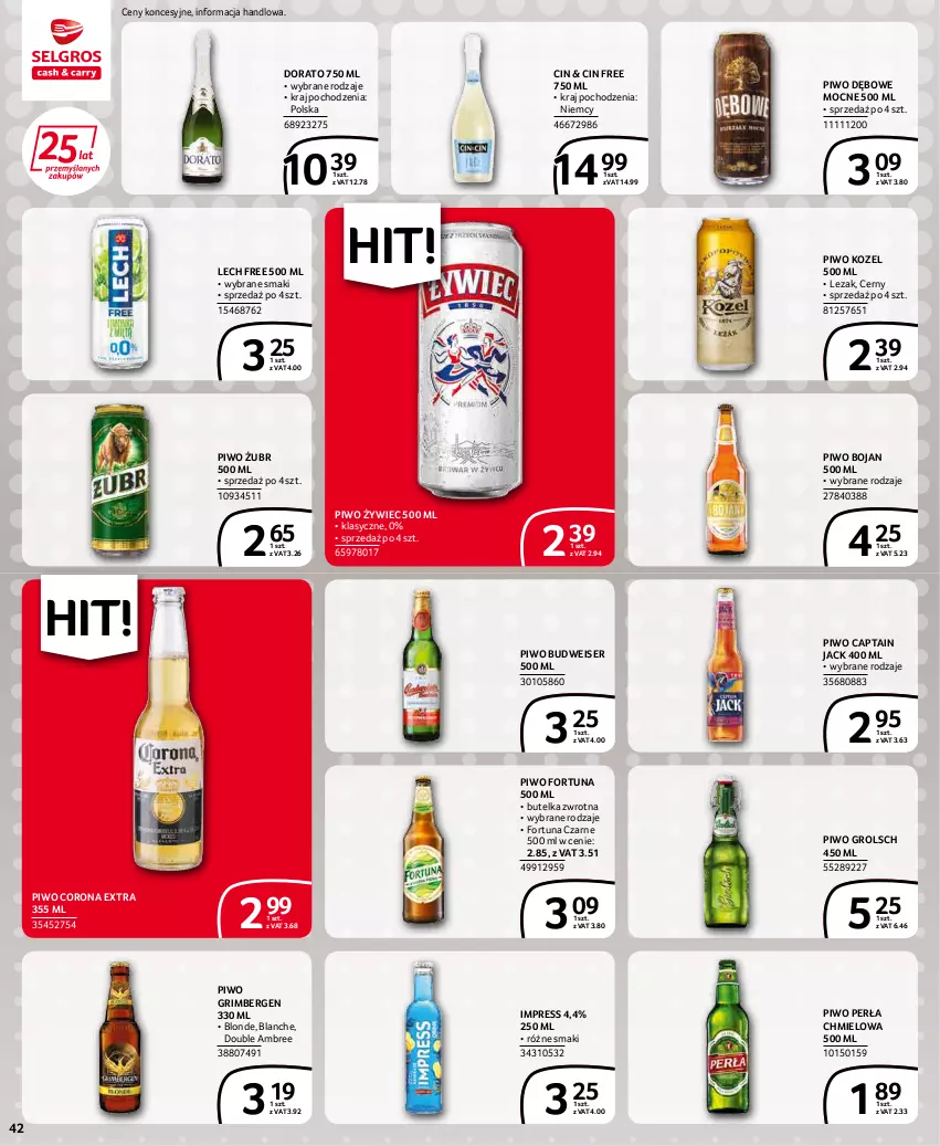 Gazetka promocyjna Selgros - Extra Oferta - ważna 01.04 do 30.04.2022 - strona 42 - produkty: Captain Jack, Corona Extra, Fortuna, Kozel, Perła, Piwo, Ser