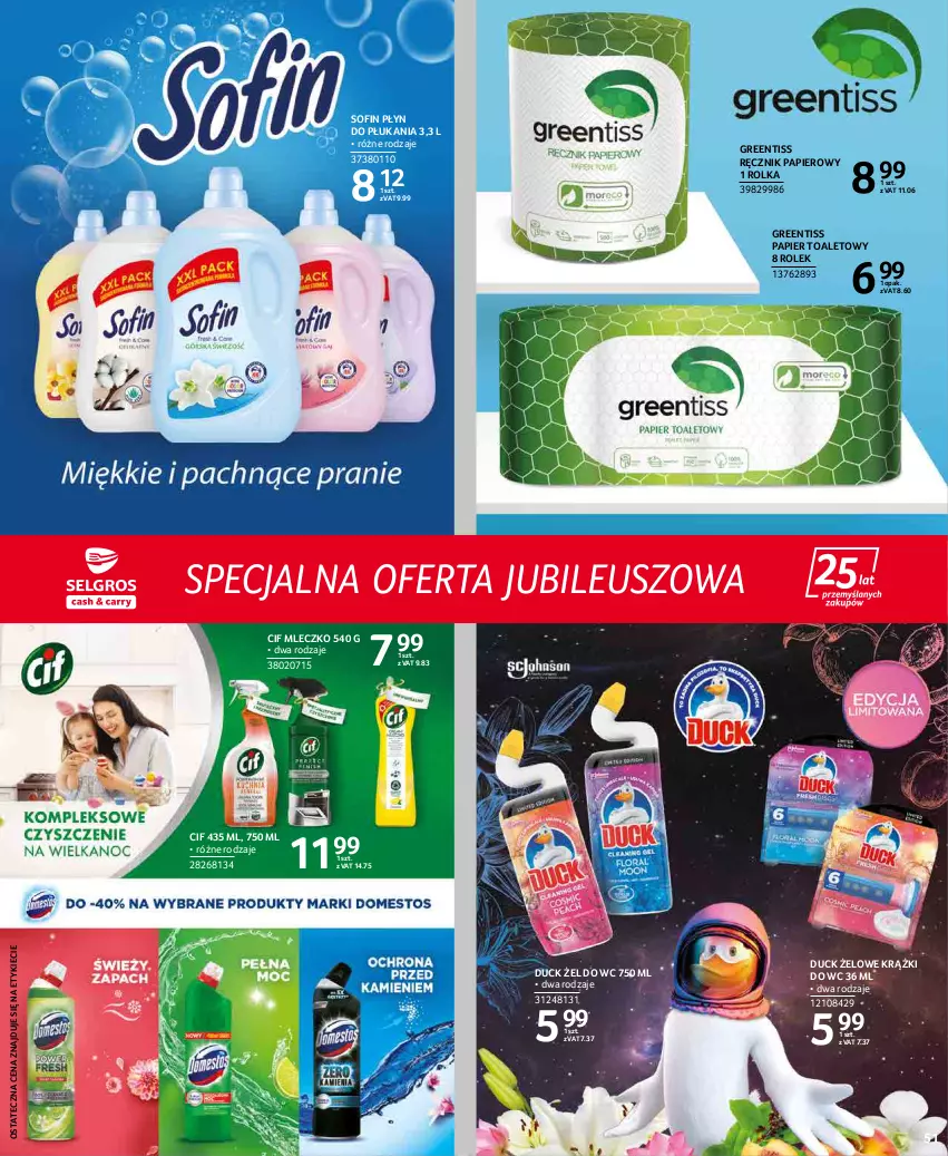 Gazetka promocyjna Selgros - Extra Oferta - ważna 01.04 do 30.04.2022 - strona 51 - produkty: Cif, Duck, Mleczko, Papier, Papier toaletowy, Płyn do płukania, Ręcznik