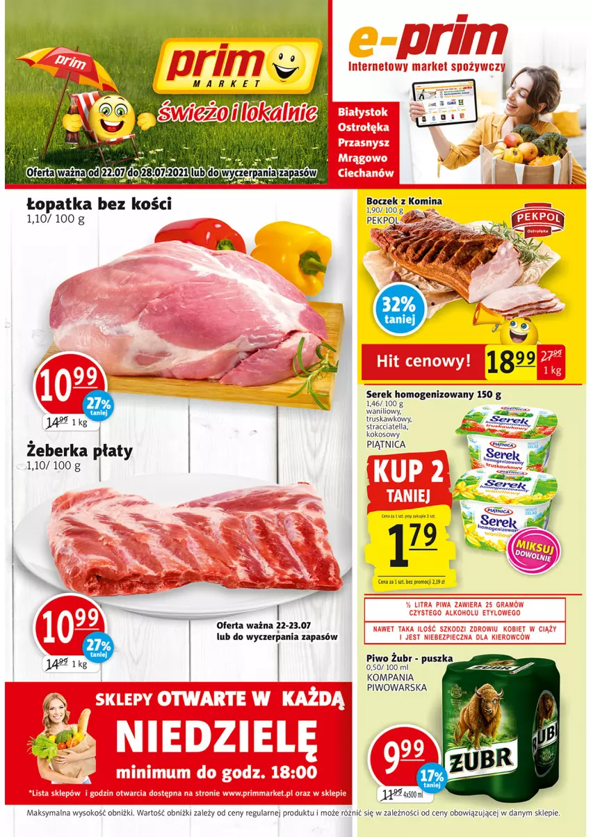 Gazetka promocyjna Prim Market - Gazetka - ważna 22.07 do 28.07.2021 - strona 1 - produkty: Kokos, Piątnica, Piwo, Ser, Serek, Serek homogenizowany, Sok