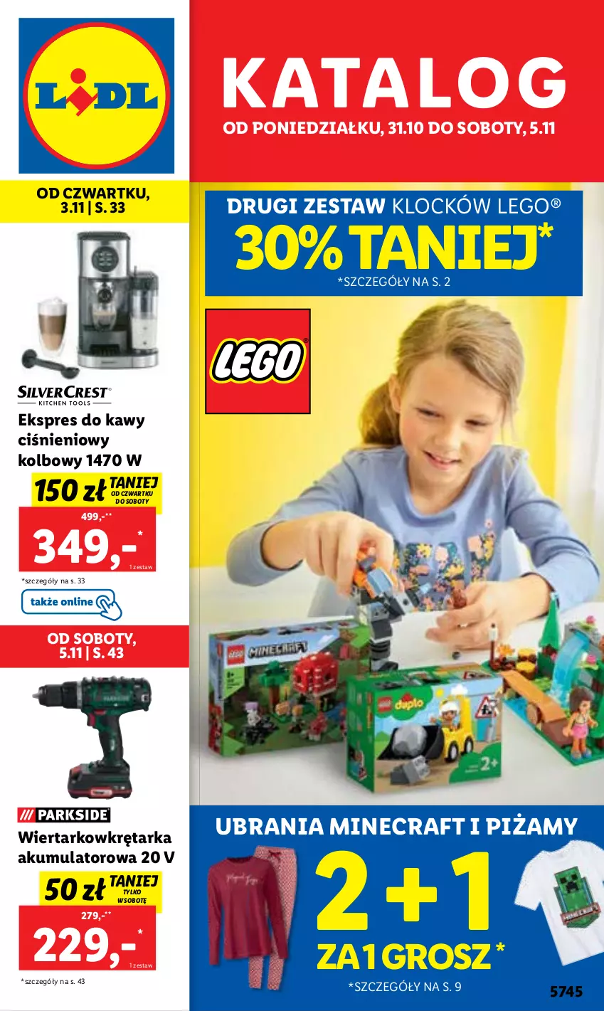 Gazetka promocyjna Lidl - GAZETKA - ważna 31.10 do 05.11.2022 - strona 1 - produkty: Akumulator, LEGO, Minecraft, Tarka, Ubrania, Wiertarkowkrętarka, Wkręt, Wkrętarka