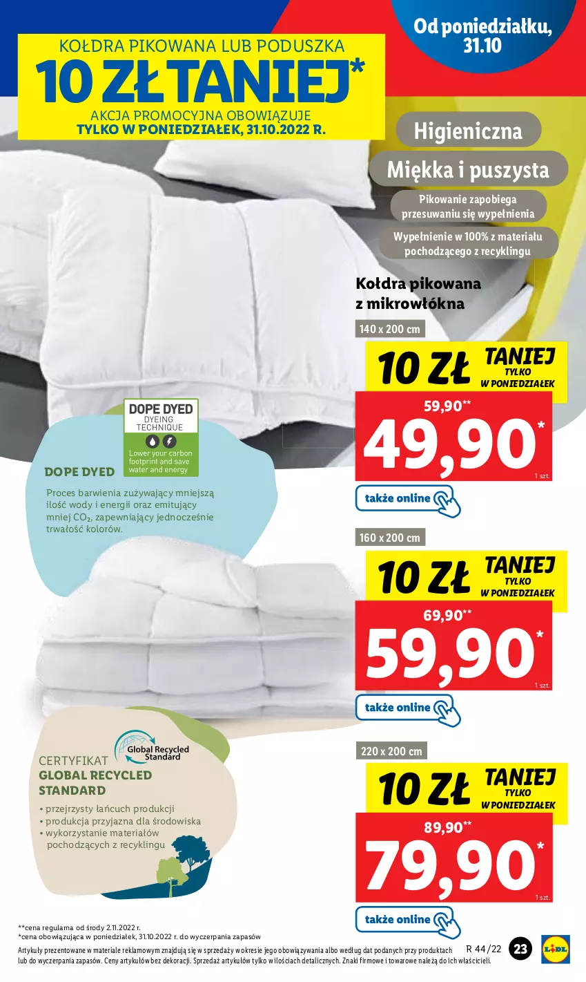 Gazetka promocyjna Lidl - GAZETKA - ważna 31.10 do 05.11.2022 - strona 23 - produkty: Kołdra, Poduszka