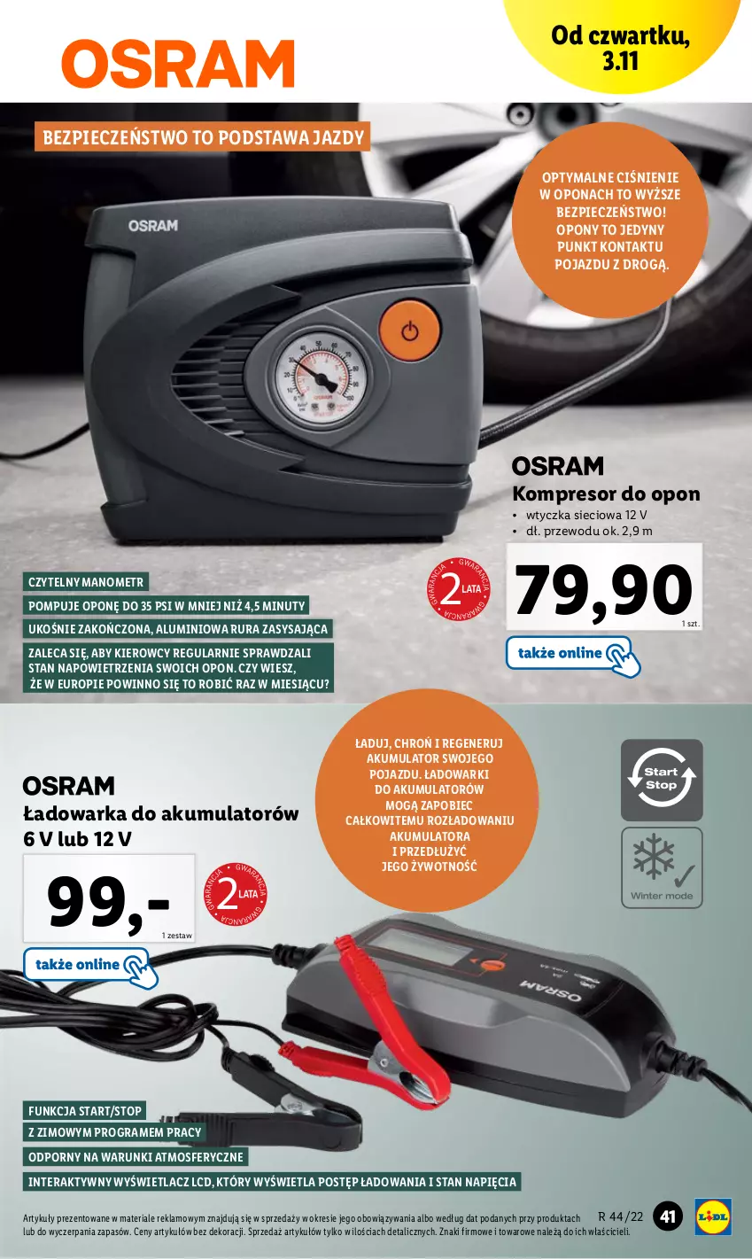 Gazetka promocyjna Lidl - GAZETKA - ważna 31.10 do 05.11.2022 - strona 43 - produkty: Akumulator, Gra, Kompresor, Nuty, Opony, Piec, Pojazd, Por, Rura, Tera, Top, Warka