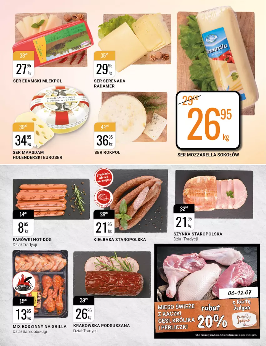 Gazetka promocyjna Bi1 - Grillowa sielanka - ważna 06.07 do 12.07.2022 - strona 3 - produkty: Edam, Grill, Maasdam, Mozzarella, Parówki, Radamer, Rokpol, Ser, Sok, Sokołów, Szynka