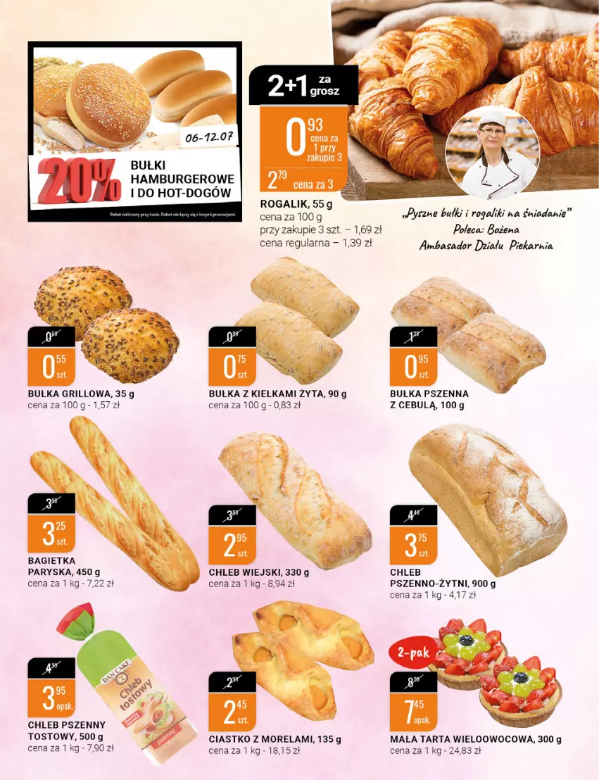 Gazetka promocyjna Bi1 - Grillowa sielanka - ważna 06.07 do 12.07.2022 - strona 5 - produkty: Bagietka, Bułka, Burger, Chleb, Grill, Hamburger, Morela, Rogal, Tarta