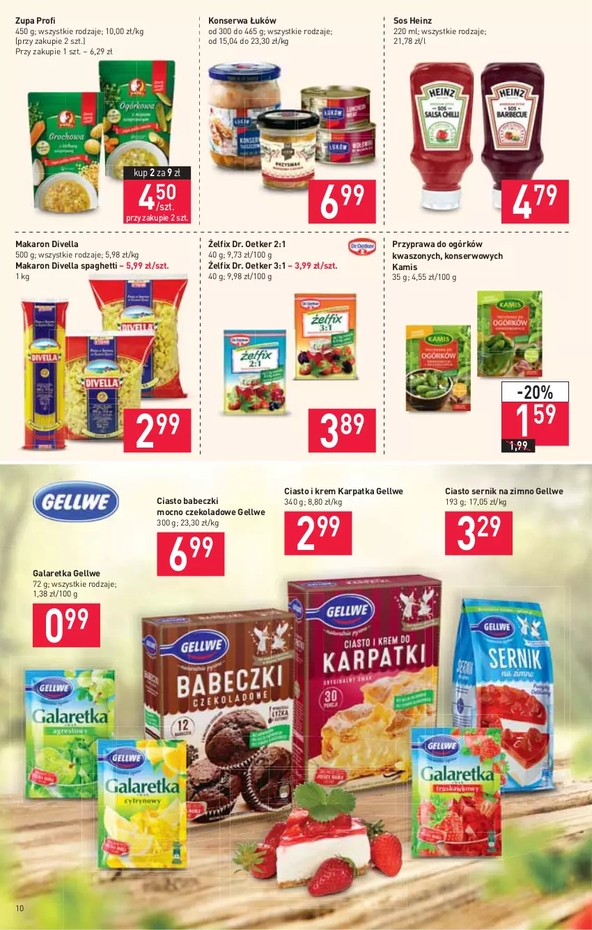 Gazetka promocyjna Stokrotka - Supermarket - ważna 05.08 do 11.08.2021 - strona 10 - produkty: Babeczki, Ciasto sernik, Dr. Oetker, Gala, Galaretka, Heinz, Kamis, Karp, Makaron, Ser, Sos, Spaghetti, Zupa