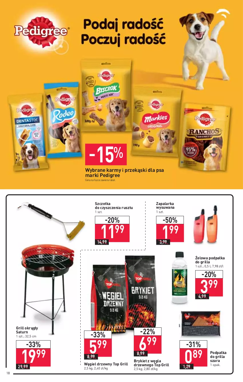 Gazetka promocyjna Stokrotka - Supermarket - ważna 05.08 do 11.08.2021 - strona 18 - produkty: Grill, Pedigree, Przekąski dla psa, Szczotka, Top, Węgiel drzewny, Zapalarka