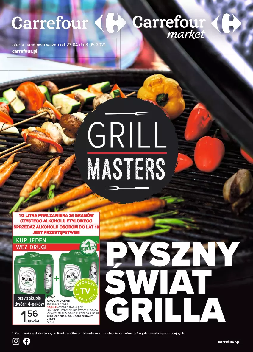 Gazetka promocyjna Carrefour - Gazetka Pyszny świat grilla - ważna 22.04 do 08.05.2021 - strona 1 - produkty: Gra, Grill, Koc, Kosz, Okocim, Piwa, Piwo