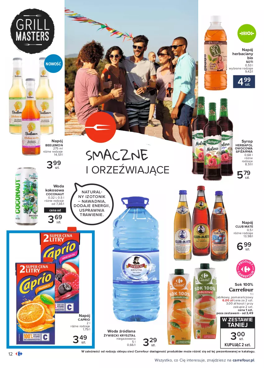 Gazetka promocyjna Carrefour - Gazetka Pyszny świat grilla - ważna 22.04 do 08.05.2021 - strona 12 - produkty: Herbapol, Kokos, Kosz, LANA, Napój, Sok, Syrop, Tonik, Woda