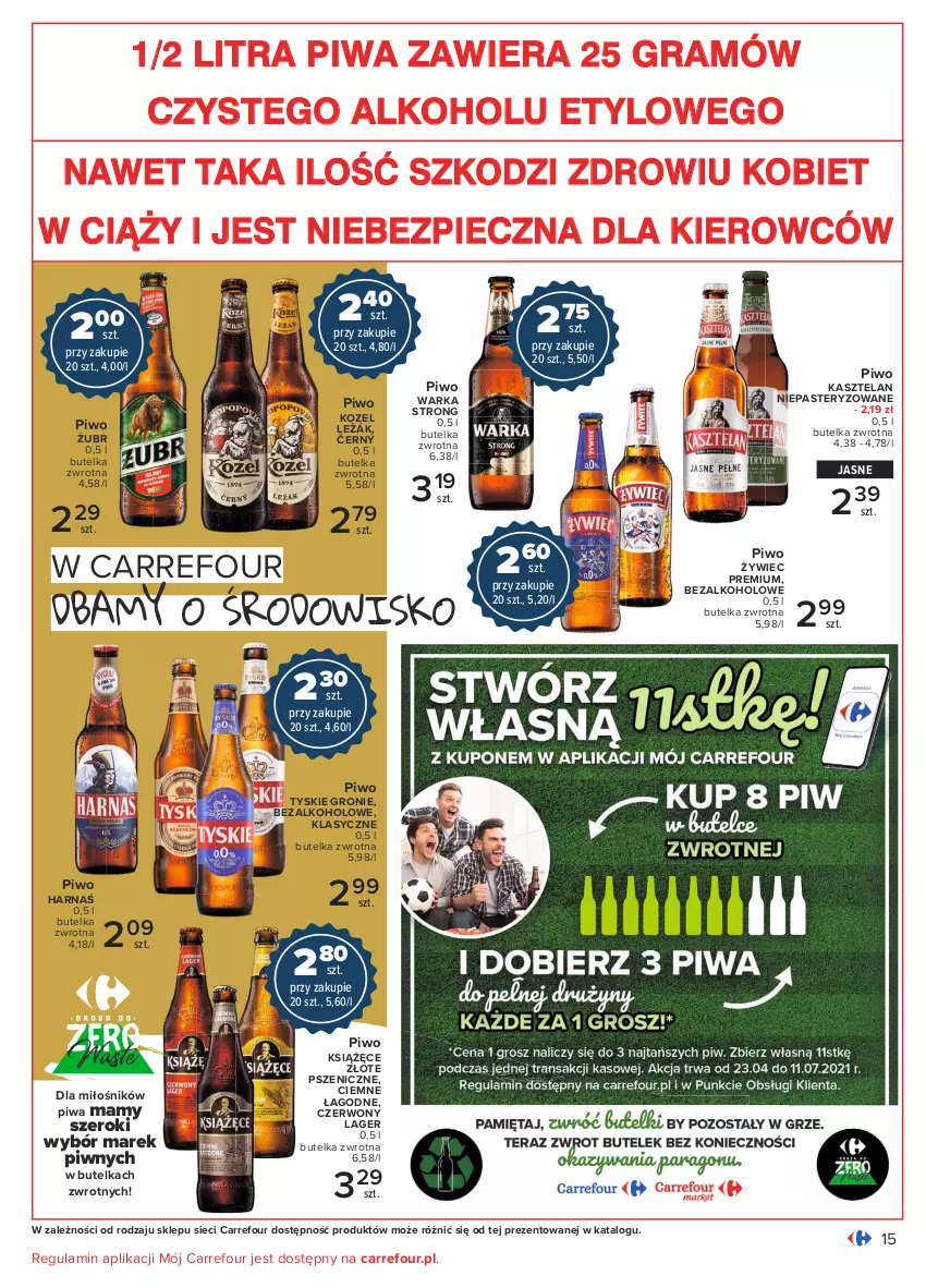 Gazetka promocyjna Carrefour - Gazetka Pyszny świat grilla - ważna 22.04 do 08.05.2021 - strona 15 - produkty: Gra, Harnaś, Kasztelan, Kozel, Książęce, Piec, Piwa, Piwo, Tyskie, Warka