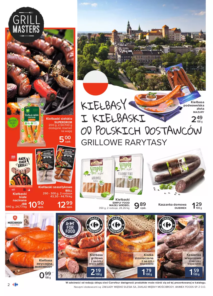 Gazetka promocyjna Carrefour - Gazetka Pyszny świat grilla - ważna 22.04 do 08.05.2021 - strona 2 - produkty: Bell, Grill, Kasza, Kaszanka, Kiełbasa, Kiełbasa podwawelska, Kiełbaski białe, Madej Wróbel, Wawel