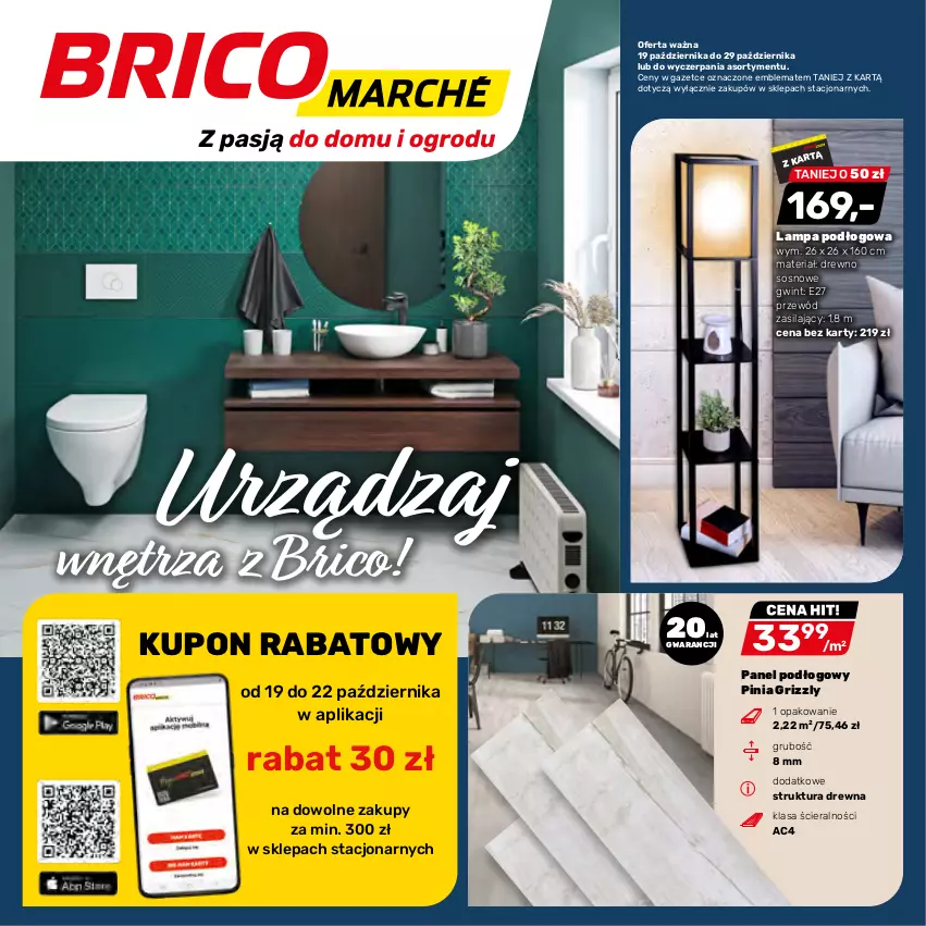 Gazetka promocyjna Bricomarche - Gazetka - ważna 19.10 do 29.10.2022 - strona 1 - produkty: Lampa, Lampa podłogowa, Panel podłogowy, Przewód, Sos