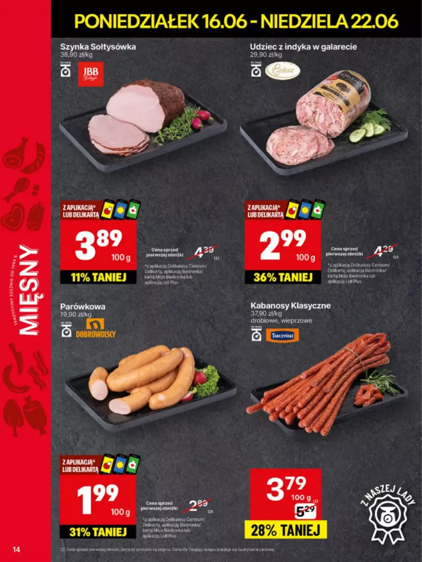 Gazetka promocyjna Delikatesy Centrum - Franczyza DC25 Poniedziałek - ważna 16.06 do 22.06.2025 - strona 14 - produkty: Dron, Gala, Kabanos, Leon, Rum, Szynka, Udziec z indyka, Udziec z indyka w galarecie