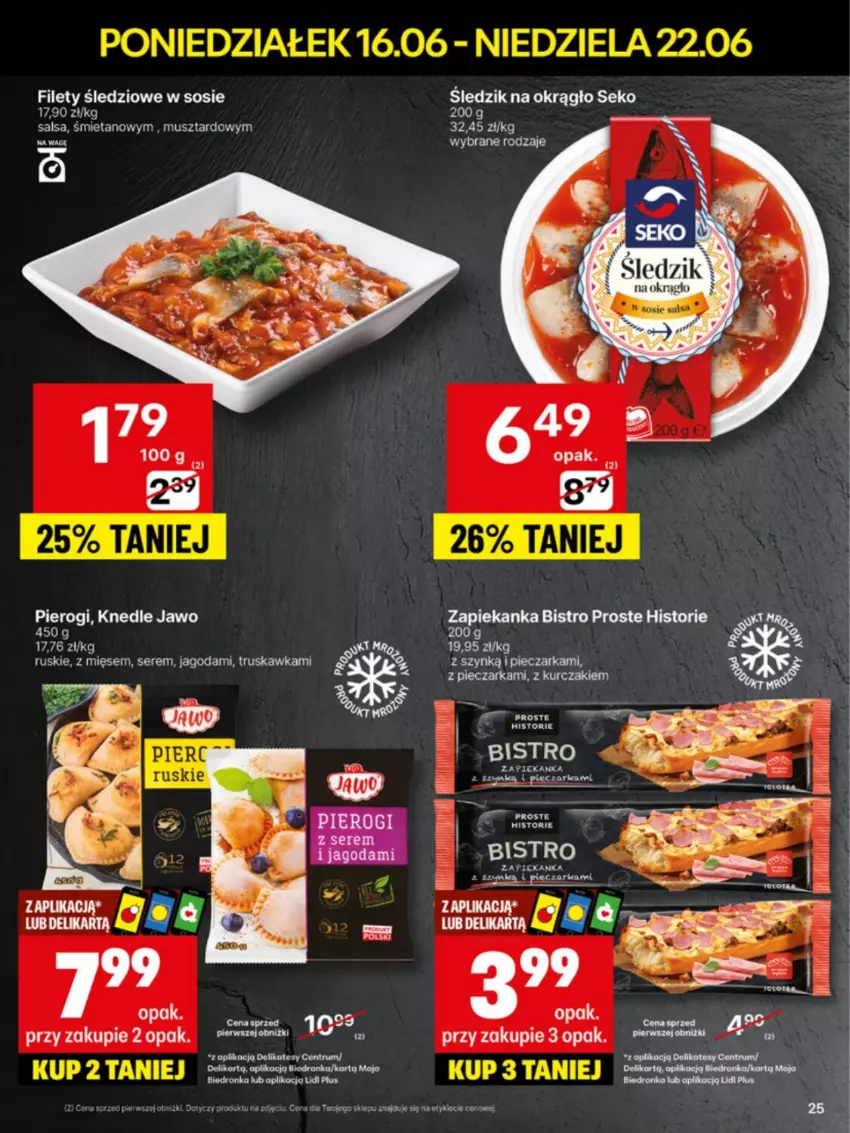 Gazetka promocyjna Delikatesy Centrum - Franczyza DC25 Poniedziałek - ważna 16.06 do 22.06.2025 - strona 25 - produkty: Knedle, Kurczak, Mus, Piec, Pieczarka, Pierogi, Rum, Salsa, SEKO, Ser, Sos, Zapiekanka