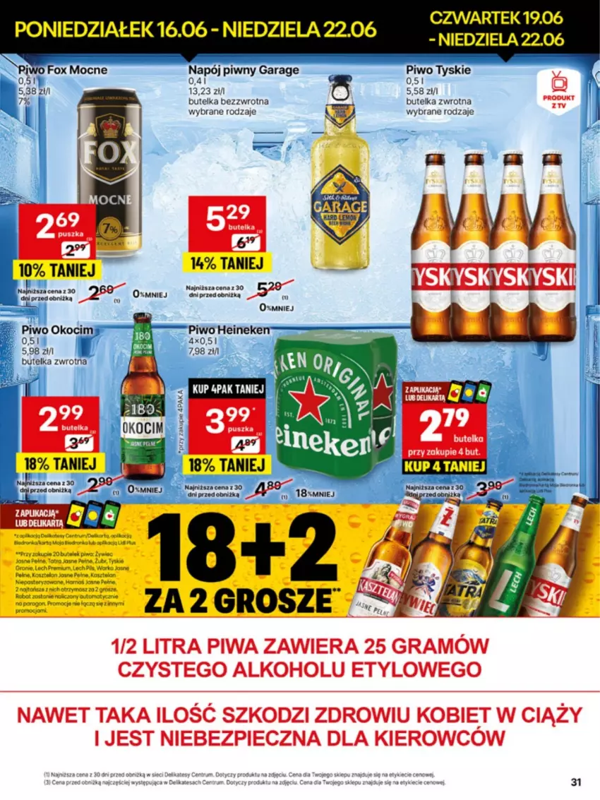 Gazetka promocyjna Delikatesy Centrum - Franczyza DC25 Poniedziałek - ważna 16.06 do 22.06.2025 - strona 31 - produkty: Heineken, Koc, Kosz, Napój, Okocim, Piwo, Tyskie