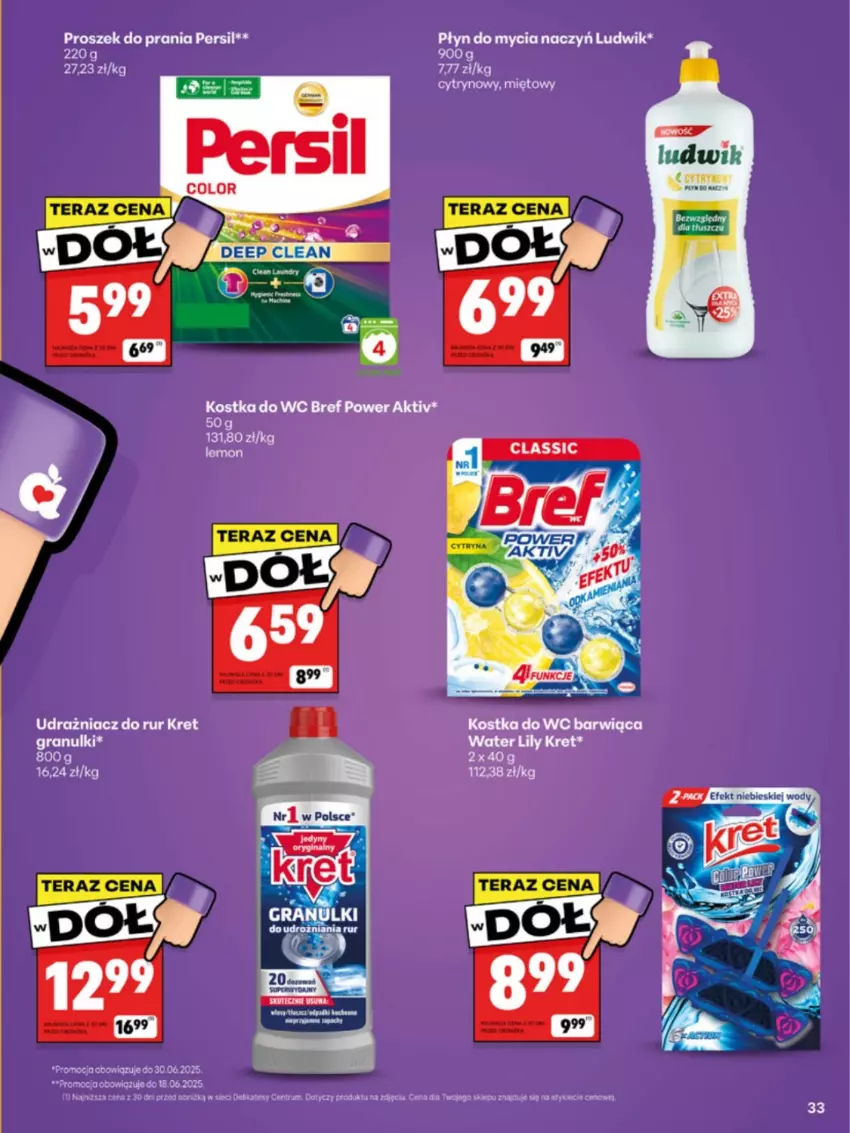 Gazetka promocyjna Delikatesy Centrum - Franczyza DC25 Poniedziałek - ważna 16.06 do 22.06.2025 - strona 33 - produkty: Bref, Do mycia naczyń, Kostka do wc, Kret, Ludwik, Persil, Płyn do mycia, Płyn do mycia naczyń, Proszek do prania
