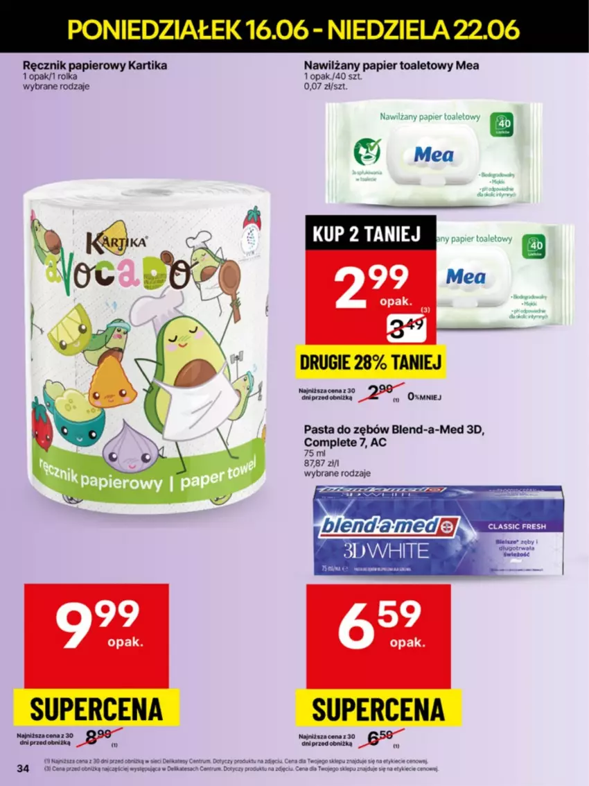 Gazetka promocyjna Delikatesy Centrum - Franczyza DC25 Poniedziałek - ważna 16.06 do 22.06.2025 - strona 34 - produkty: Blend-a-Med, Nawilżany papier, Papier, Papier toaletowy, Pasta do zębów, Ręcznik, Rum