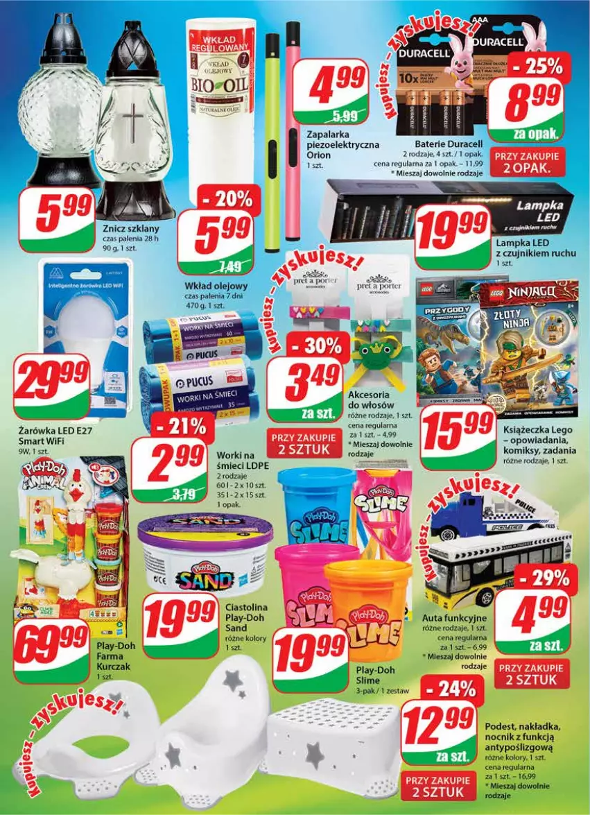 Gazetka promocyjna Dino - Gazetka - ważna 22.09 do 28.09.2021 - strona 18 - produkty: Duracell, LEGO, Nocnik, Play-Doh, Por, Róża, Saska, Zapalarka, Znicz