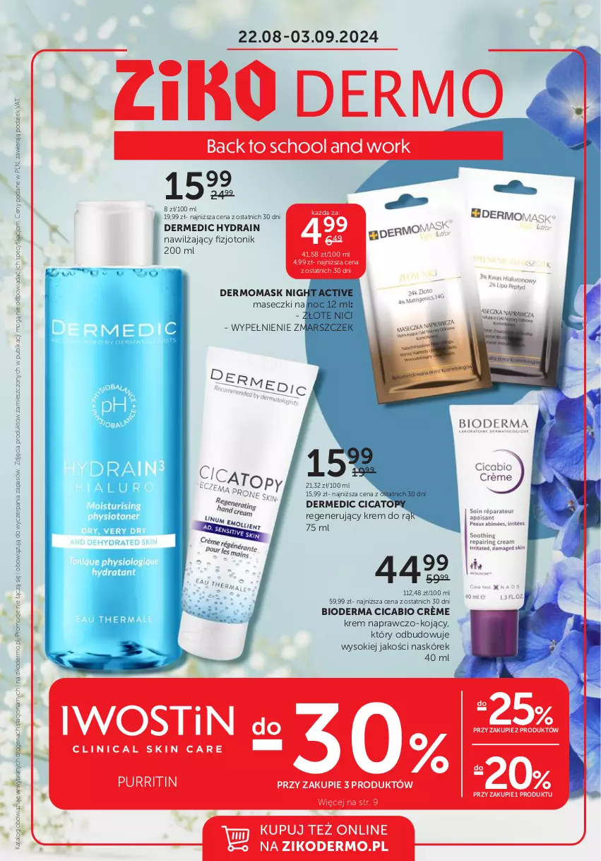 Gazetka promocyjna Ziko - Gazetka Ziko Dermo - ważna 22.08 do 03.09.2024 - strona 1 - produkty: Bioderma, Dermedic, Krem do rąk, Mars, Pur, Sok, Tonik, Top