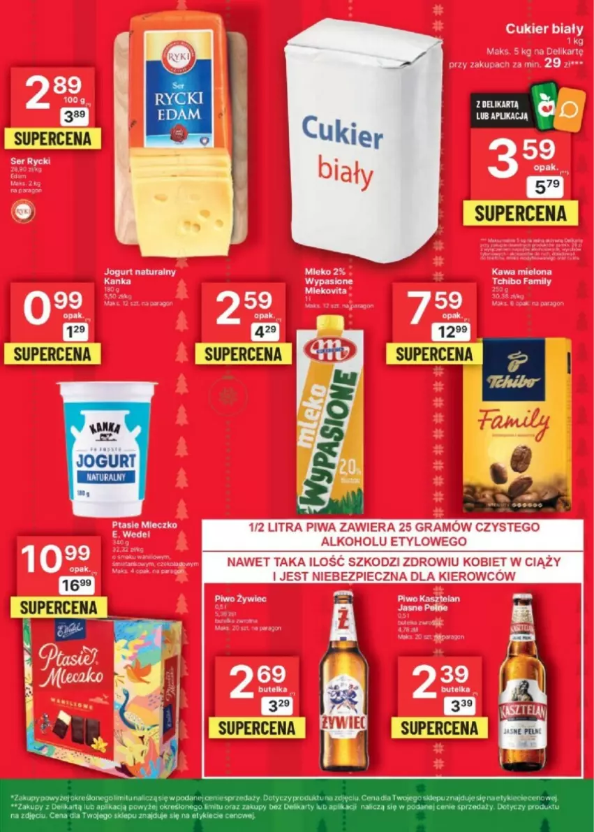 Gazetka promocyjna Delikatesy Centrum - ważna 07.12 do 13.12.2023 - strona 3 - produkty: Cukier, Fa, Gra, Jogurt, Jogurt naturalny, Kawa, Kawa mielona, Piec, Piwa, Tchibo, Tchibo Family