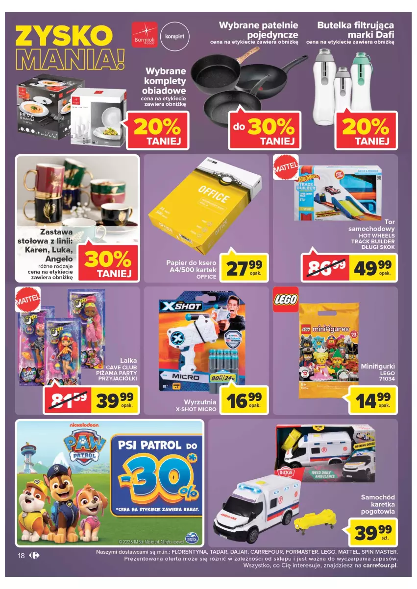 Gazetka promocyjna Carrefour - Gazetka Market - ważna 27.09 do 01.10.2022 - strona 18 - produkty: Hot Wheels, LEGO, Mattel, Papier, Papier do ksero, Piżama, Samochód, Ser, Wyrzutnia