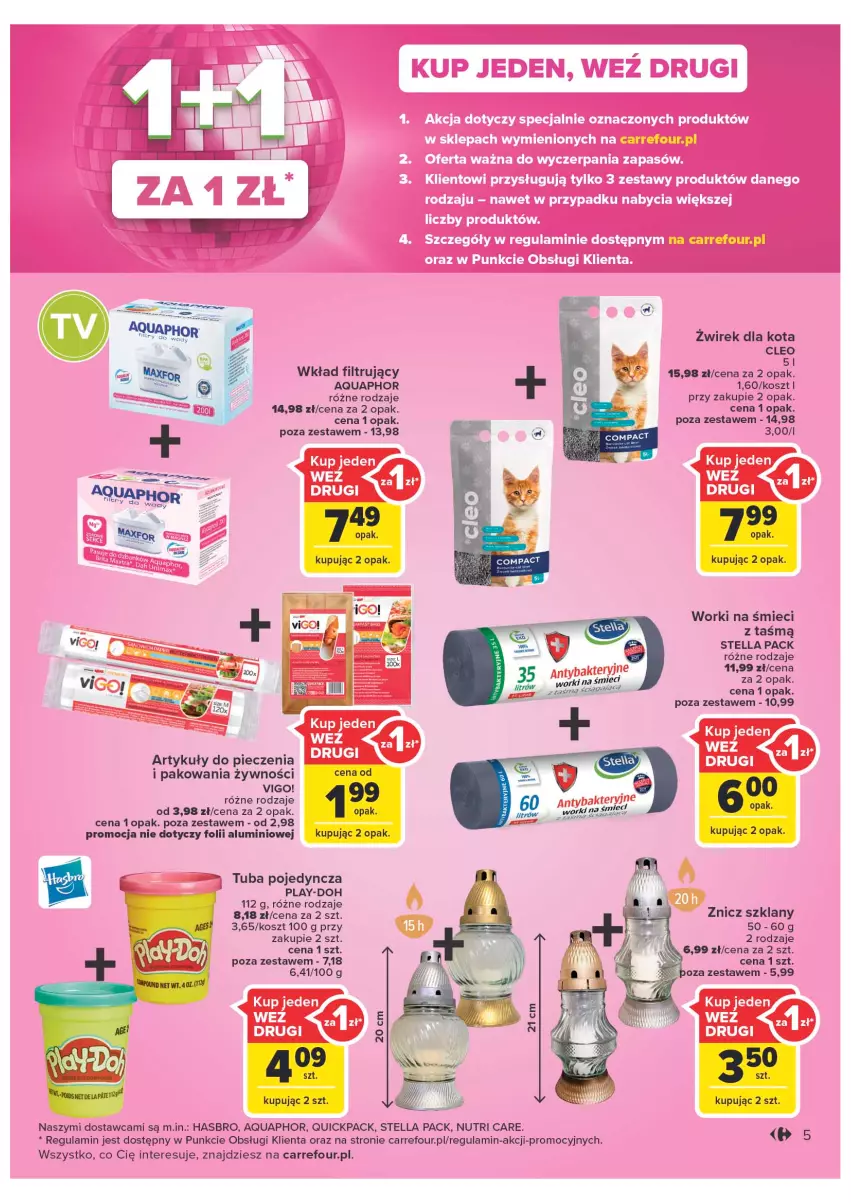 Gazetka promocyjna Carrefour - Gazetka Market - ważna 27.09 do 01.10.2022 - strona 5 - produkty: Aquaphor, Hasbro, Kosz, Piec, Play-Doh, Wkład filtrujący, Worki na śmiec, Worki na śmieci, Znicz