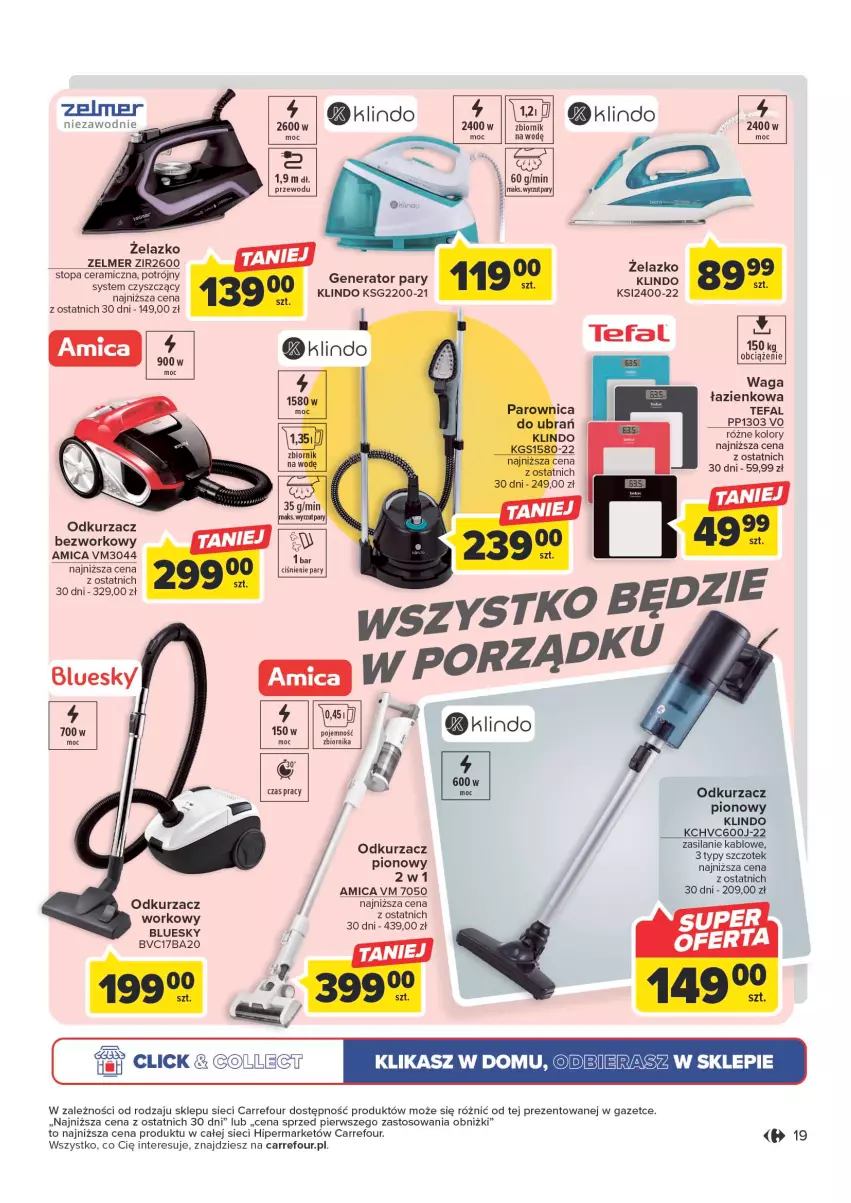 Gazetka promocyjna Carrefour - Gazetka Dom - nasze inspiracje - ważna 07.03 do 18.03.2023 - strona 19 - produkty: Amica, Fa, Odkurzacz, Silan, Tefal, Top, Waga, Waga łazienkowa, Zelmer