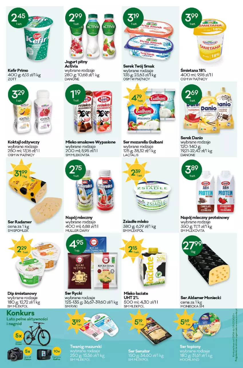 Gazetka promocyjna Groszek - ważna 25.05 do 07.06.2022 - strona 5 - produkty: Activia, Danio, Danone, Galbani, Jogurt, Jogurt pitny, Kefir, Mleko, Mleko smakowe, Mlekovita, Napój, Napój mleczny, Radamer, Ser, Serek, Twój Smak, Zott