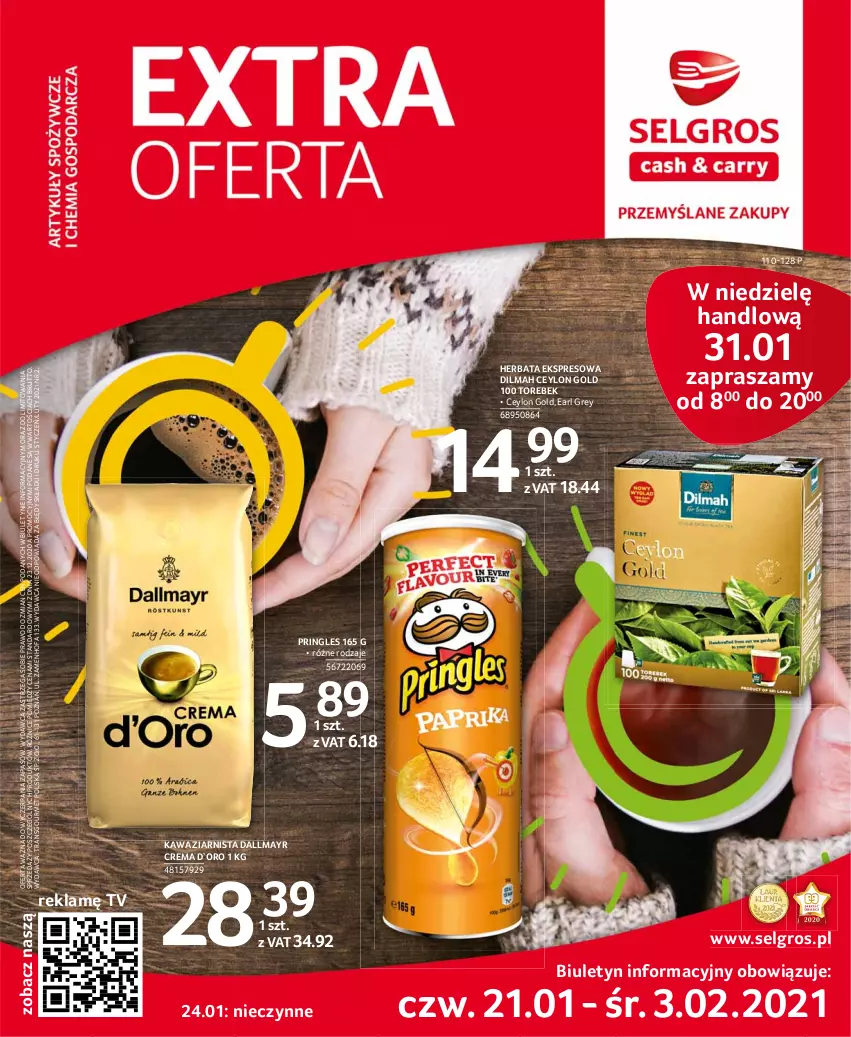 Gazetka promocyjna Selgros - Extra Oferta - ważna 01.02 do 28.02.2021 - strona 1 - produkty: Dallmayr, Dilmah, Earl Grey, Fa, Herbata, Kawa, Kawa ziarnista, LG, Pringles, Tran