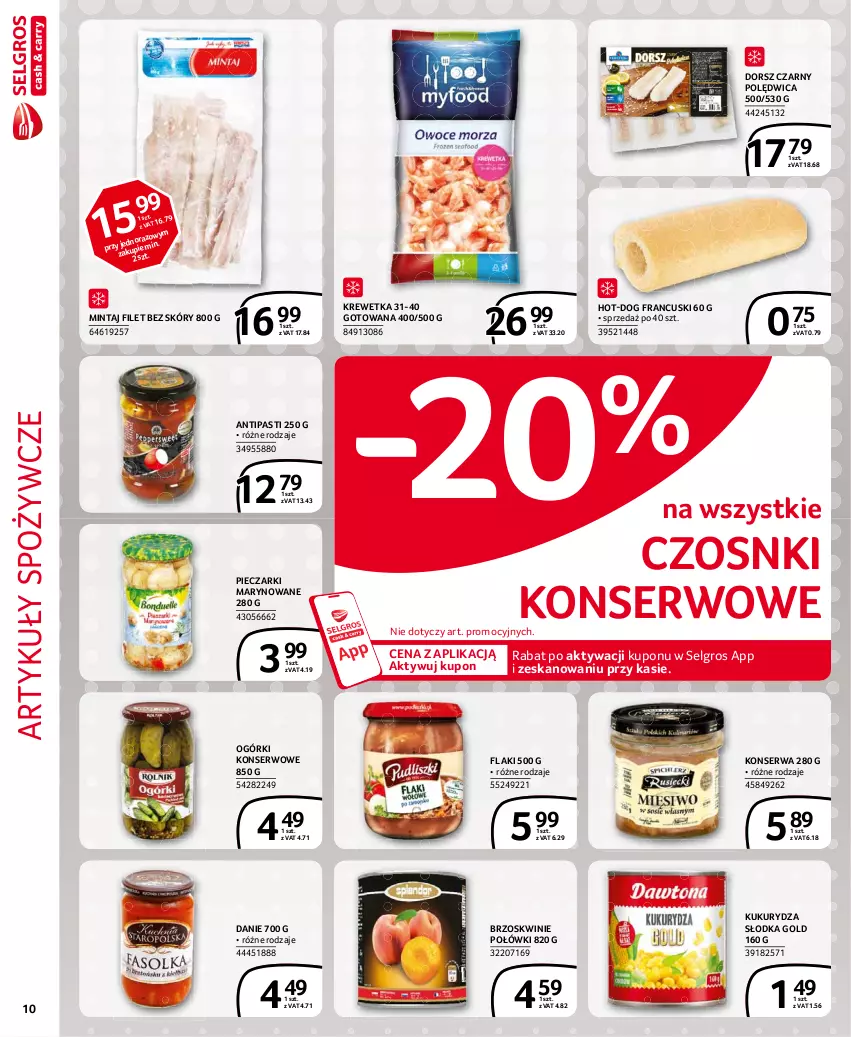 Gazetka promocyjna Selgros - Extra Oferta - ważna 01.02 do 28.02.2021 - strona 10 - produkty: Artykuły spożywcze, Brzoskwinie, Dorsz, Flaki, Kukurydza, LG, Mintaj, Ogórki konserwowe, Piec, Polędwica, Ser