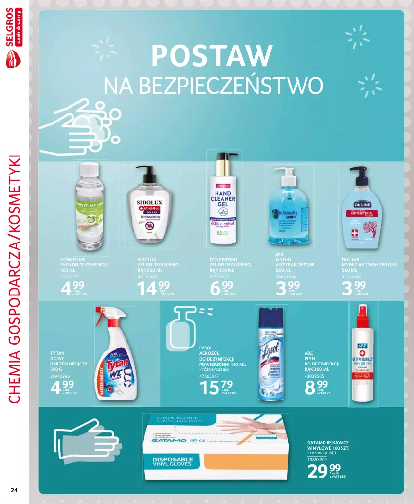 Gazetka promocyjna Selgros - Extra Oferta - ważna 01.02 do 28.02.2021 - strona 24 - produkty: Lysol, Mydło, Piec, Rękawice, Sidolux, Tytan