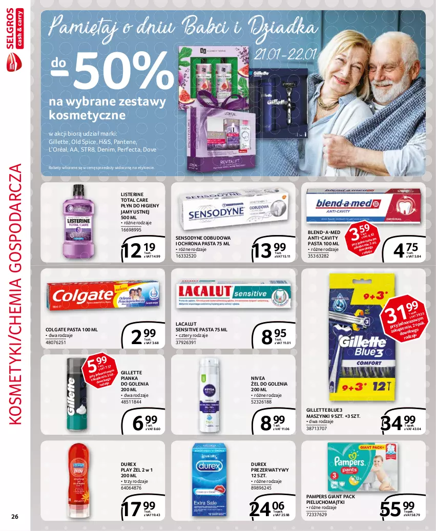 Gazetka promocyjna Selgros - Extra Oferta - ważna 01.02 do 28.02.2021 - strona 26 - produkty: Blend-a-Med, Colgate, Dove, Durex, Gillette, L’Oréal, Lacalut, LG, Listerine, Majtki, Nivea, Old Spice, Pampers, Pantene, Perfecta, Pianka do golenia, Pieluchomajtki, Prezerwatyw, Sensodyne, Str8