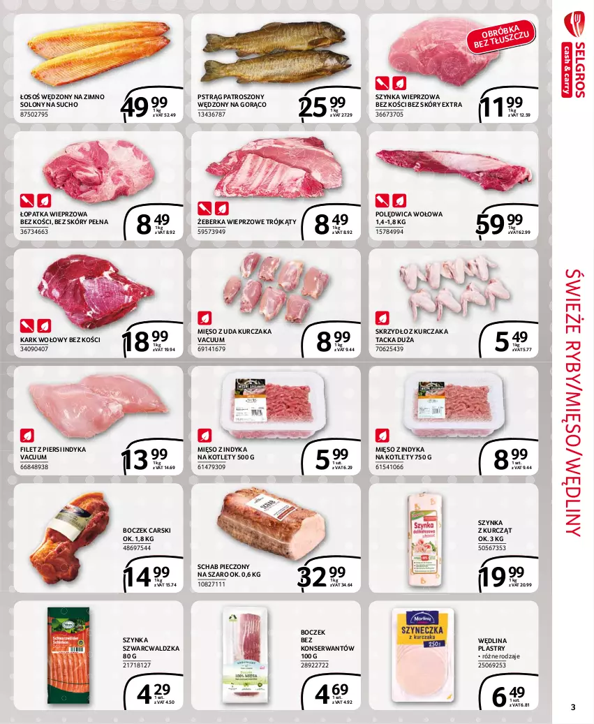 Gazetka promocyjna Selgros - Extra Oferta - ważna 01.02 do 28.02.2021 - strona 3 - produkty: Boczek, Cars, Filet z piersi indyka, Kark wołowy, Kotlet, Kurczak, Mięso, Mięso z indyka, Mięso z uda kurczaka, Piec, Polędwica, Polędwica wołowa, Pstrąg, Schab pieczony, Ser, Szynka, Szynka wieprzowa, Wędlina