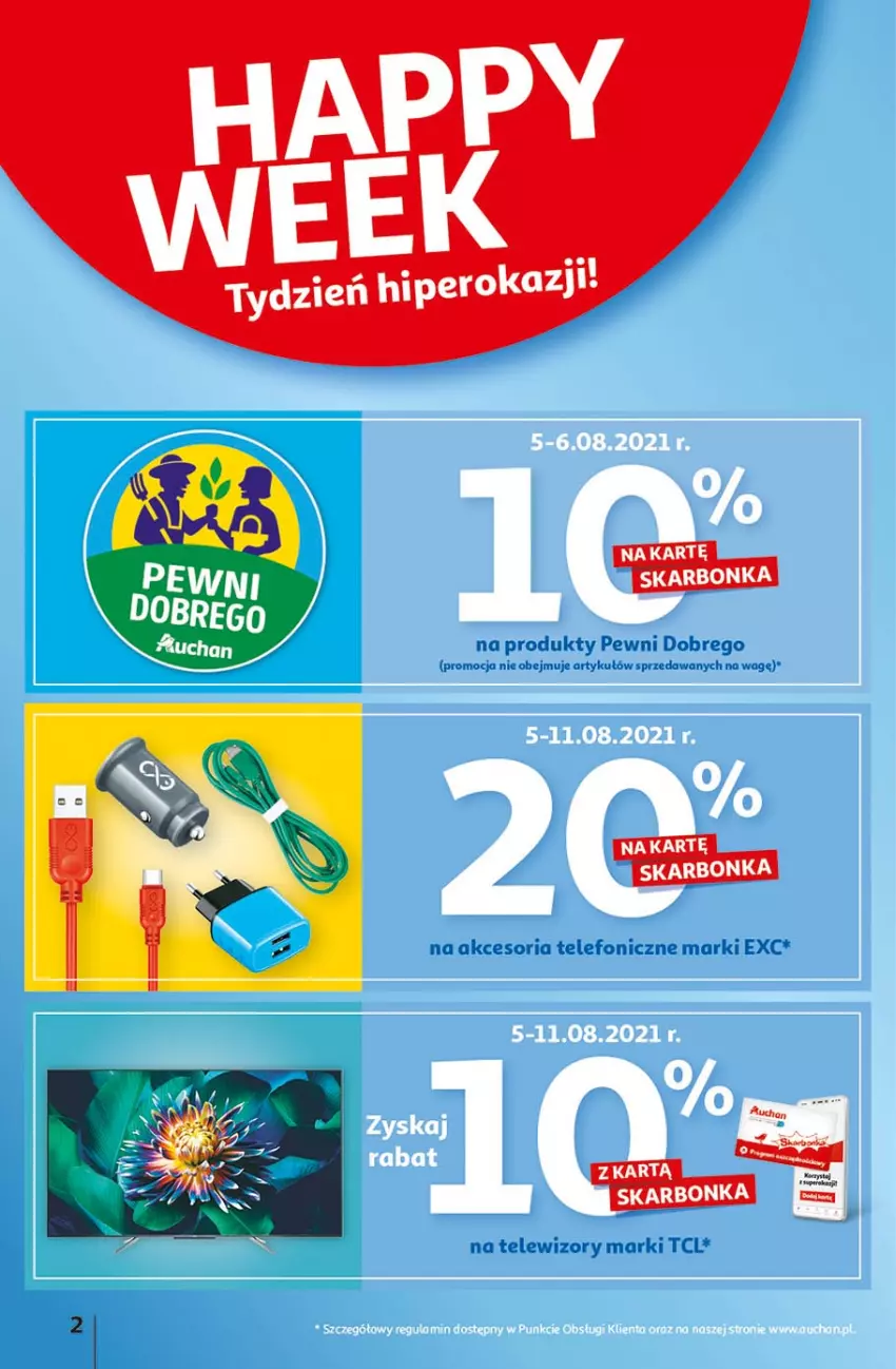 Gazetka promocyjna Auchan - Rysuje się kolorowy powrót do szkoły Hipermarkety - ważna 05.08 do 11.08.2021 - strona 2 - produkty: Telefon, Telewizor, Telewizory