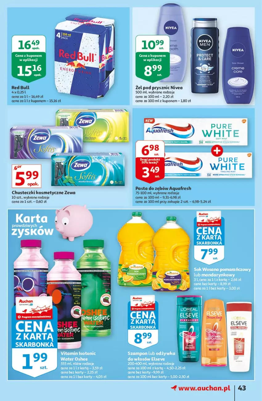 Gazetka promocyjna Auchan - Rysuje się kolorowy powrót do szkoły Hipermarkety - ważna 05.08 do 11.08.2021 - strona 43 - produkty: Aquafresh, Chusteczki, Chusteczki kosmetyczne, Dron, Nivea, Pasta do zębów, Red Bull