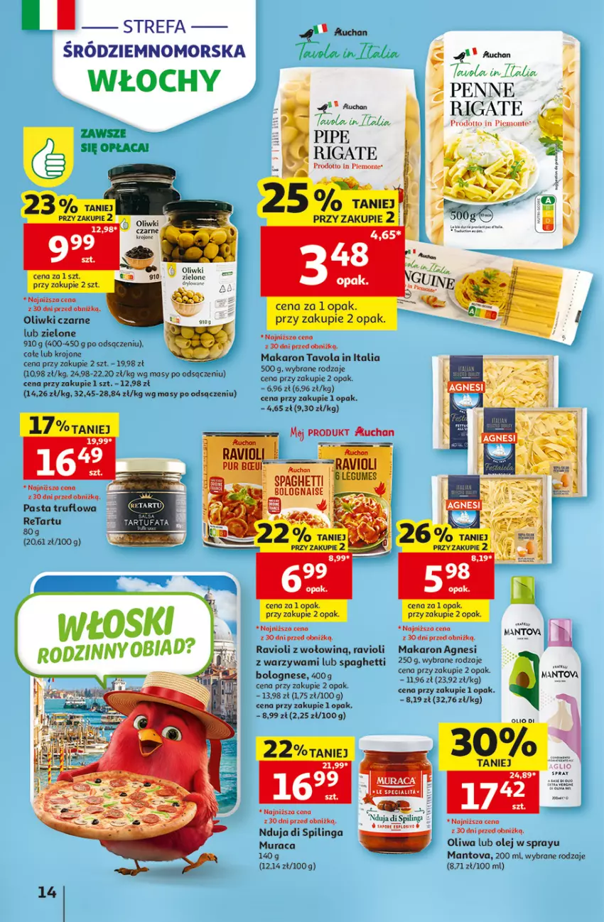 Gazetka promocyjna Auchan - Gazetka 30 Lat Hipermarket Auchan - ważna 07.05 do 13.05.2026 - strona 14 - produkty: Fa, Makaron, Monte, Olej, Oliwki, Oliwki czarne, Penne, Spaghetti, Warzywa