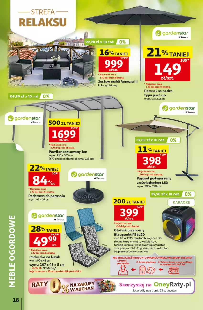 Gazetka promocyjna Auchan - Gazetka 30 Lat Hipermarket Auchan - ważna 07.05 do 13.05.2026 - strona 18 - produkty: Akumulator, Fa, Głośnik, Gra, Mikrofon, Parasol, Poduszka