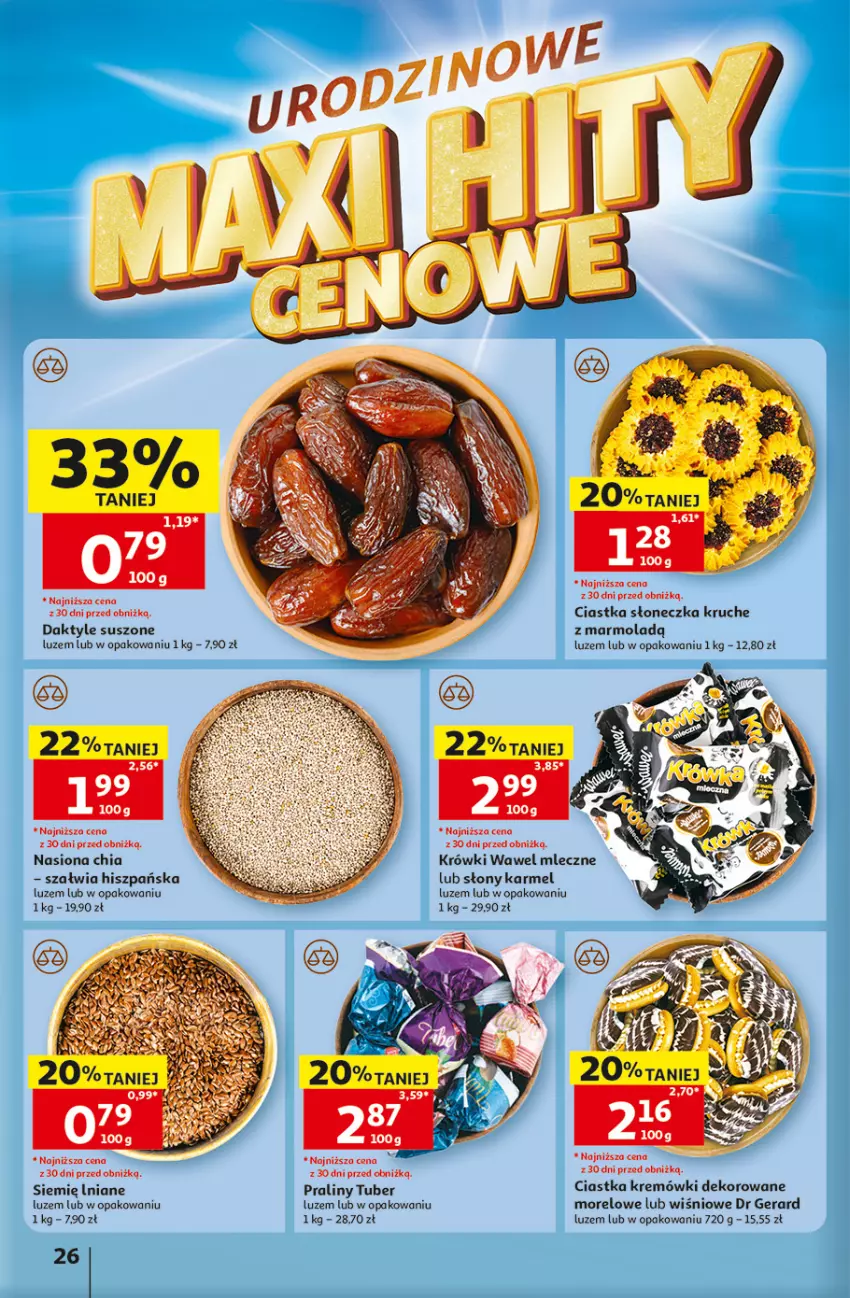 Gazetka promocyjna Auchan - Gazetka 30 Lat Hipermarket Auchan - ważna 07.05 do 13.05.2026 - strona 26 - produkty: Chia, Ciastka, Daktyle, Dr Gerard, Mola, Praliny, Wawel
