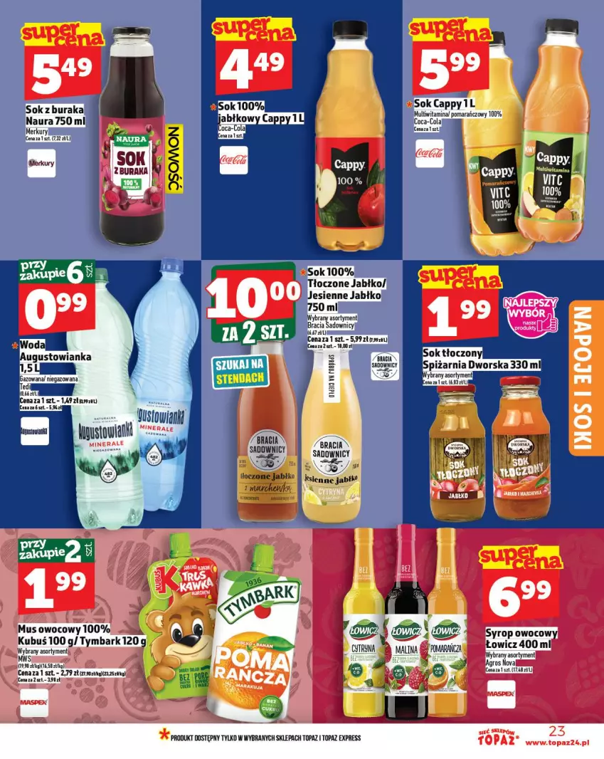 Gazetka promocyjna Topaz - Gazetka - ważna 13.11 do 19.11.2025 - strona 23 - produkty: Cappy, Coca-Cola, Sok, Top