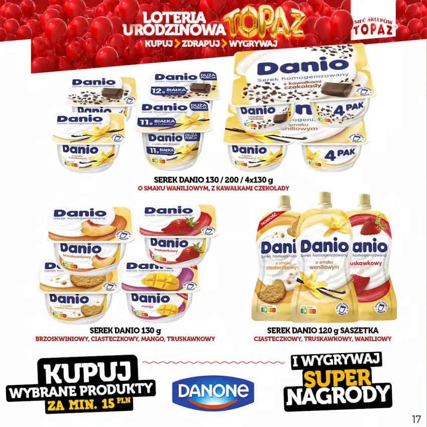 Gazetka promocyjna Topaz - Gazetka - ważna 17.04 do 18.06.2023 - strona 17 - produkty: Danio, Kawa, Mango, Ser, Serek, Serek homogenizowany, Top