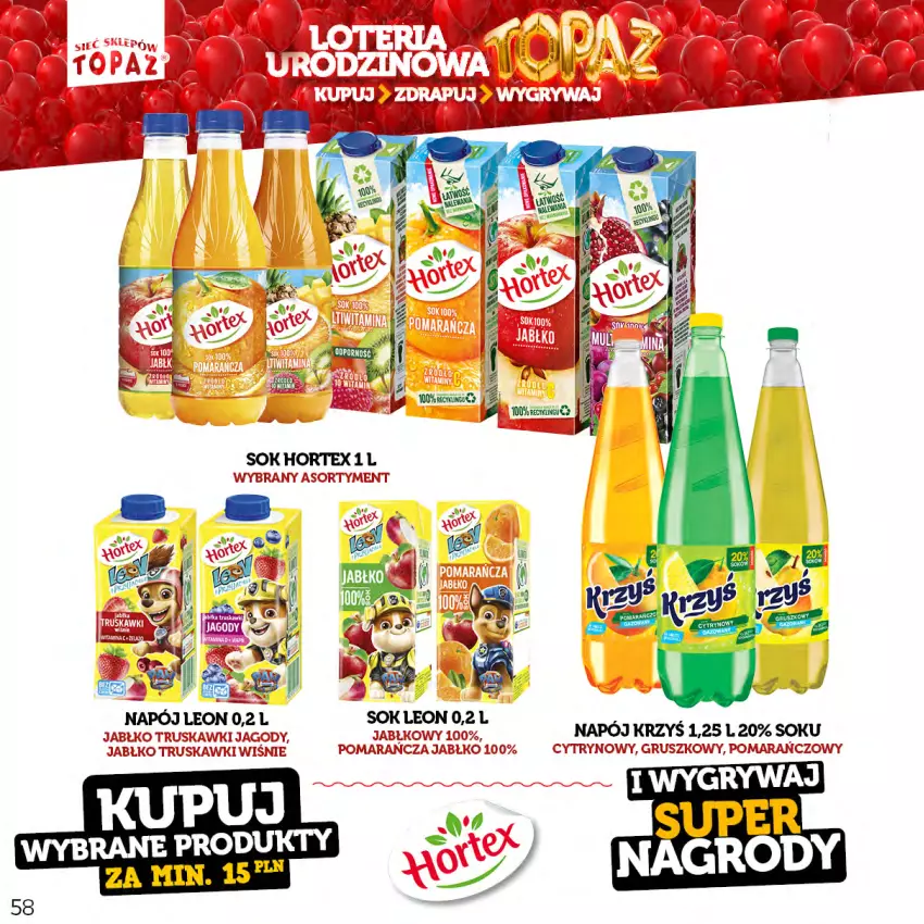 Gazetka promocyjna Topaz - Gazetka - ważna 17.04 do 18.06.2023 - strona 58 - produkty: Leon, Sok