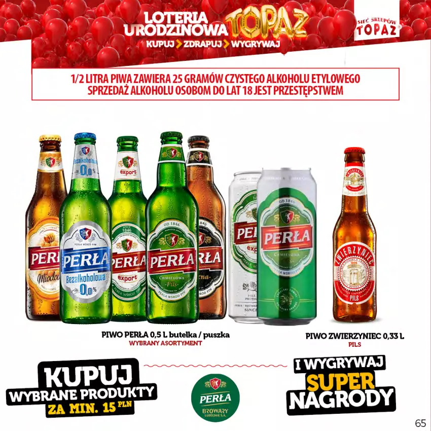 Gazetka promocyjna Topaz - Gazetka - ważna 17.04 do 18.06.2023 - strona 65 - produkty: Perła, Piwo, Por