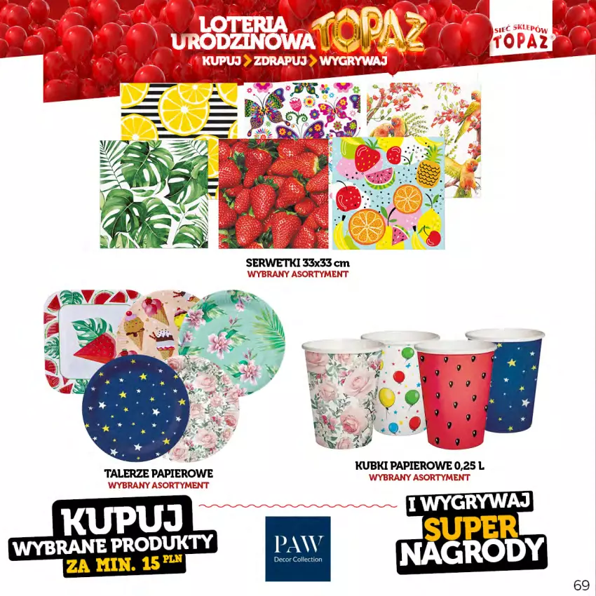 Gazetka promocyjna Topaz - Gazetka - ważna 17.04 do 18.06.2023 - strona 69 - produkty: Papier, Talerz