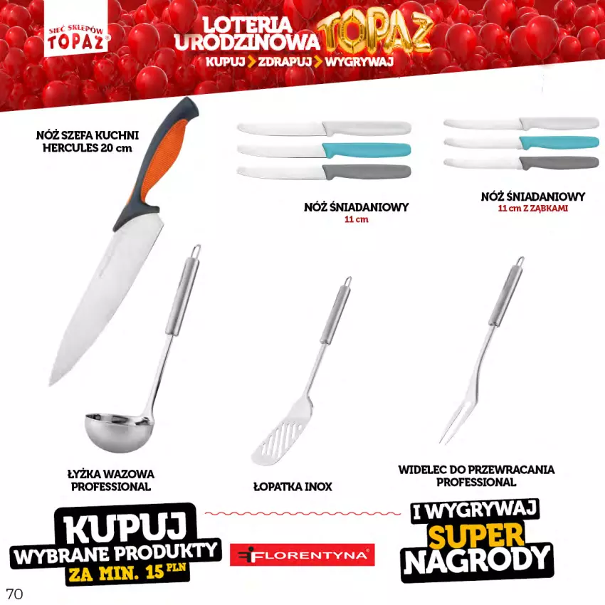 Gazetka promocyjna Topaz - Gazetka - ważna 17.04 do 18.06.2023 - strona 70 - produkty: Danio, Fa, Nóż szefa kuchni, Widelec